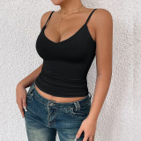 Solid Color V Neck Sling Top YMYF-9529
