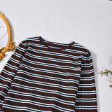 Stripe Long Sleeve Two Piece Short Set GFRT-42211SBG