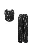 Polka Dot Print Sleeveless Two Piece Pants Set ZDF-33530
