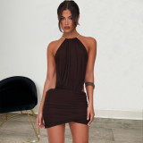 Halterneck Backless Mini Dress GFRT-41857DBG