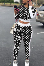 Plus Size Stars Polka Dots Sport Pants Suit GAWE-5872