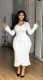 U Neck Long Sleeve Ruched Maxi Dress GMYU-11313