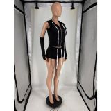Solid Color Hooded Sport Two Piece Shorts Set FOSF-8863