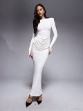 Long Sleeve Ruched Maxi Dress GADE-10232