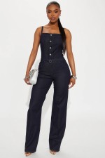 Sexy Denim Slim Sling Wide Leg Jumpsuit LX-3593