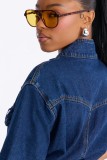 Loose Short Sleeve Denim Belt Jumpsuit LX-3592