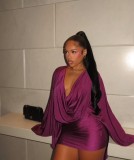 Deep V Neck Backless Mini Dress GMYU-11271