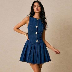 Fashion Denim Sleeveless Mini Dress GDAM-218906