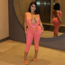 Sleeveless Backless Seventh Pants 2 Piece Set GDSF-Q26ST073