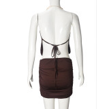 Halterneck Backless Mini Dress GFRT-41857DBG