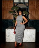 Sleeveless Solid Color Slim Maxi Dress GADE-11116