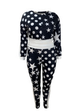 Plus Size Stars Polka Dots Sport Pants Suit GAWE-5872