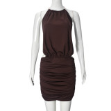 Halterneck Backless Mini Dress GFRT-41857DBG