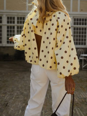 Polka Dot Lantern Sleeves Loose Shirts GSRX-913
