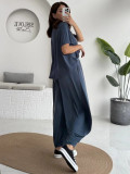 Solid Color Loose Casual Two Piece Pants Set MIL-L378