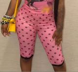Polka Dot Print Lace Edge Fifth Pants GNJF-ZH8687