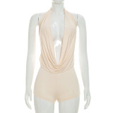 Solid Color Backless Sleeveless Romper GDSF-D26RP210