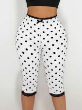 Polka Dot Print Lace Edge Fifth Pants GNJF-ZH8687