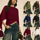 Solid Color Bat Sleeve Tops GSRX-759