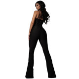 Mesh Patchwork Backless Jumpsuit SHD-8112