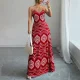 Print Sling V Neck Maxi Dress GSRX-767