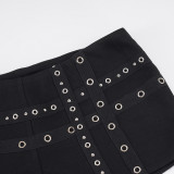 Punk-Style Metal-Studded Low-Rise Shorts GPKJ-MR49472