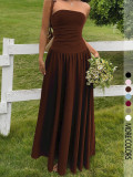 Solid Color Slim Tube Top Maxi Dress GSRX-SRX813