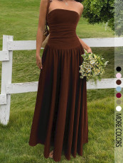 Solid Color Slim Tube Top Maxi Dress GSRX-SRX813