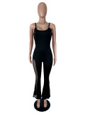 Mesh Patchwork Backless Jumpsuit SHD-8112