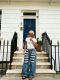 Plus Size Black White Stripe Loose Jeans GYLN-8612