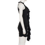 Sleeveless Ruffles Ruched Mini Dress GPKJ-MR49728