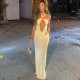 Solid Color Halterneck Bodysuit Two Piece Skirts Set SHD-9995