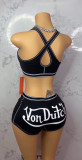 VIP1 Contrast Color Halterneck Vest Short Suit GNJF-C528