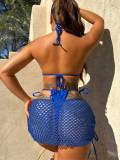 Sexy Solid Bikinis Mesh Skirt 3 Piece Swimsuit XHZY-24021