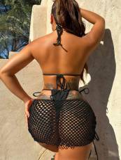 Sexy Solid Bikinis Mesh Skirt 3 Piece Swimsuit XHZY-24021