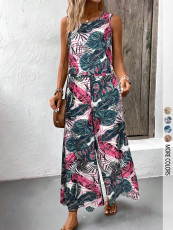 Print Sleeveless Loose Two Piece Pants Set GSRX-937