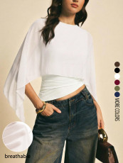 Solid Color Bat Sleeve Tops GSRX-759