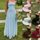 Solid Color Slim Tube Top Maxi Dress GSRX-SRX813