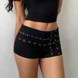 Punk-Style Metal-Studded Low-Rise Shorts GPKJ-MR49472