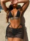 Sexy Solid Bikinis Mesh Skirt 3 Piece Swimsuit XHZY-24021