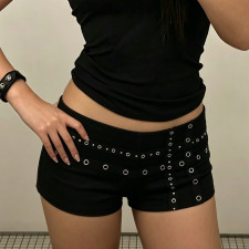 Punk-Style Metal-Studded Low-Rise Shorts GPKJ-MR49472