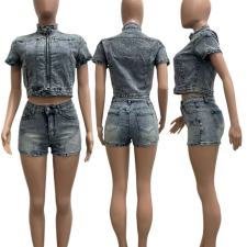Fashion Washed Casual Two Piece Shors Set NYF-8213