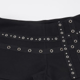 Punk-Style Metal-Studded Low-Rise Shorts GPKJ-MR49472