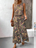 Print Sleeveless Loose Two Piece Pants Set GSRX-937