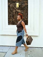 Plus Size Patchwork Contrast Color Seventh Jeans GYLN-7685