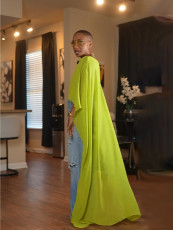 Loose Mesh Oversized Cape Bat Sleeve Crop Top SFY-896