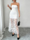 Solid Color Mesh Flower Patchwork Tube Top Dress GSRX-949