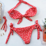 Polka Dot Print Wrap Chest Bikinis 2 Piece Swimsuit CSYZ-1804