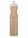 Hollow Out See Through Tassel Maxi Dress ZSD-0358