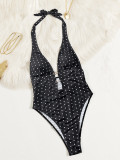 Polka Dot Print Backless One Piece Swimsuit CSYZ-G562RX